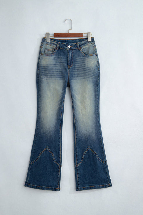 Pocket Detail Flare Leg Silhouette Denim Jeans