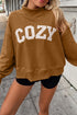 Stay Salty Embroidered Long Sleeve Mock Neck Shift Pullover Sweatshirt