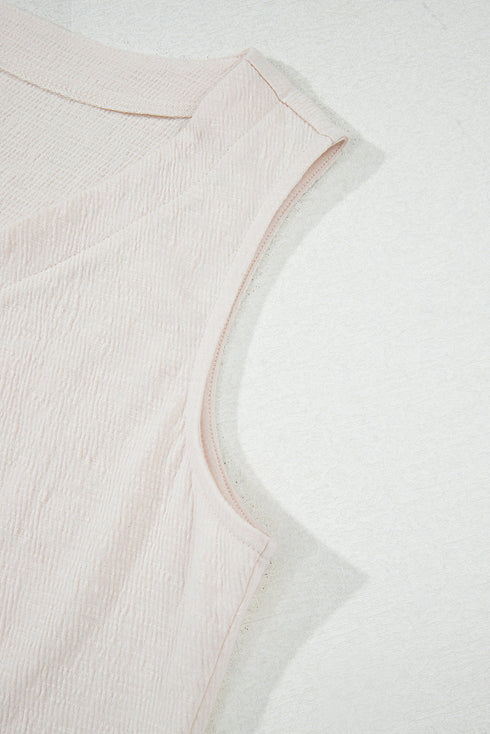 Buttoned V Neck Tank Top Wide Leg Pant Set