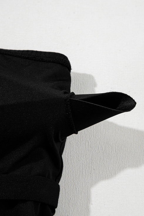 Ribbed Textured Scalloped Trim Swim Dress Swimwear