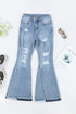 Distressed High Waisted Denim Southern Belle Flare Jeans