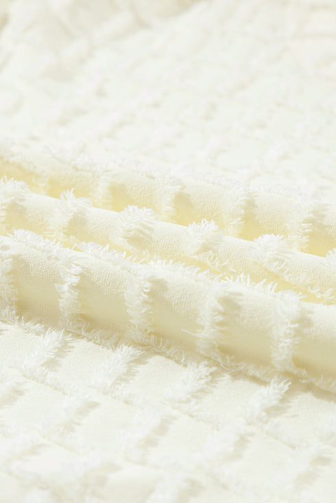 Metallic Lattice Textured Wide Leg Pant Set