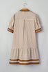 Stripe Shirt Collar Patchwork Trim Ruffle Hem Mini Dress