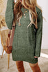 Long Sleeve Cable Knit Crew Neck Sweater Dress