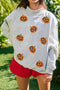 Sequined Pumpkin Graphic Exposed Seam Mock Neck Sweatshirt