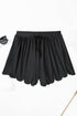 Scalloped Hem Drawstring Waist Pull On Shorts