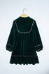 Leopard Trim Velvet Long Sleeve Shift Mini Dress