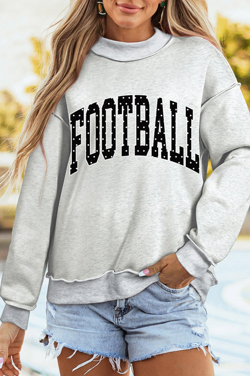 Polka Dot Athletic Letter Mock Neck Pullover Sweatshirt