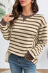 Striped Pattern Patchwork Ribbed Cuff Pullover Sweatshirt