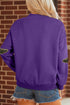 Sequin Bat Pattern Mock Neck Graphic Sweatshirt
