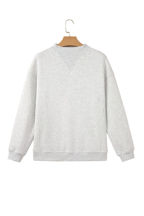 High Neck Ribbed Cuff And Hem Sweatshirt