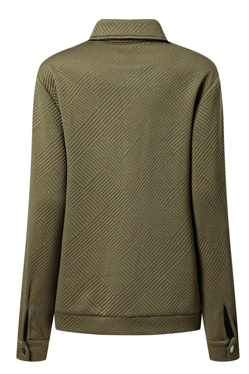 Casual Textured Flap Pocket Shirt Collar Zip Up Jackets