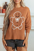 Embroidery Oversized Drop Shoulder Round Neck Sweater