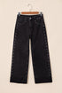 Cotton Denim Studded Straight Leg Loose Jeans