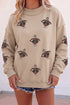 Sequin Turkey Mock Neck Exposed Seam Pullover Sweatshirt