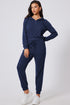 Ribbed Knit Half Zip Hooded Jogger Jumpsuit