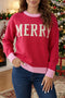 Drop Shoulder Round Neck Letter Print Sweater