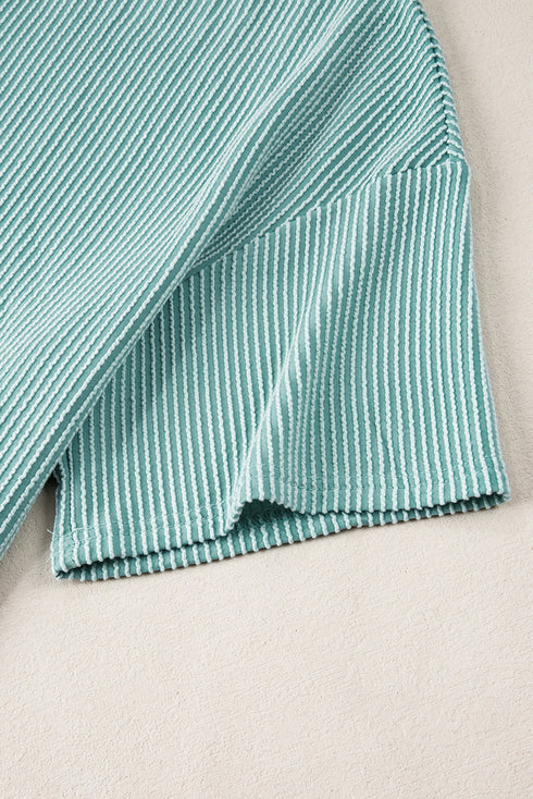 Corded Ribbed Knit Loose Fit Tee And Short Set