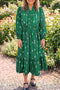 Floral Print V Neck Long Sleeve Shift Dress