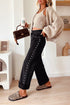 Studded Bead Detail Straight Leg Loose Jeans