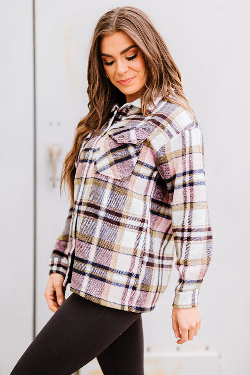 Relaxed Fit Brushed Plaid Button Down Shirt