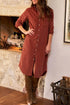 Long Sleeve Button Down Corduroy Midi Dress