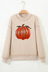 Sequined Pumpkin Graphic High Neck Baggy Sweatshirt