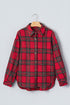 Pure Polyester Plaid Pattern Button Front Shacket