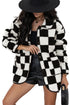 Checkered Collared Buttoned Side Pocket Fleece Jacket