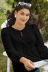 Bow Tie Front Long Sleeve Peplum Blouse