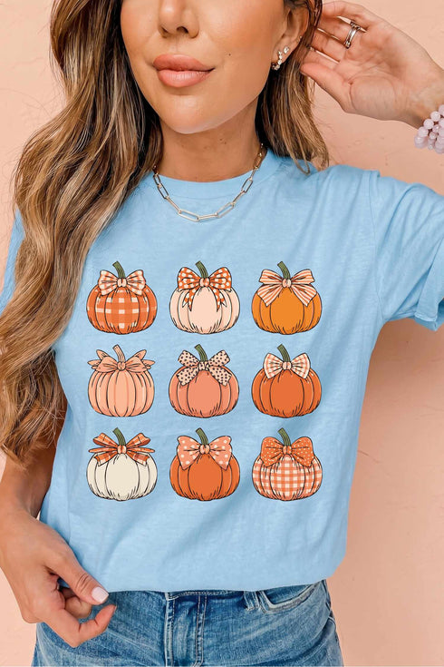 Multiple Pumpkin Print Graphic Pattern Statement Tee