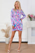 Abstract Print Long Sleeve Bodycon Mini Dress