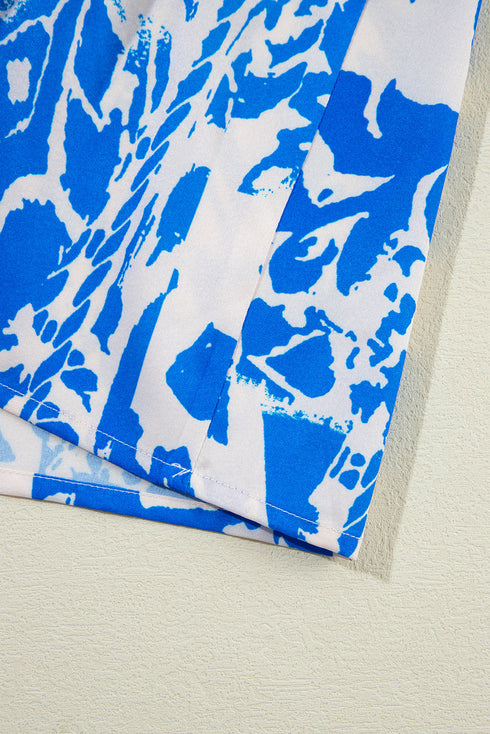 Exclusive Floral Print V Neck Ruffle Sleeve A Line Dress