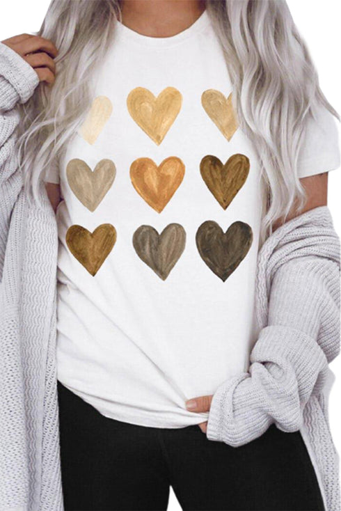 Be Kind Heart Print O-Neck T-Shirt