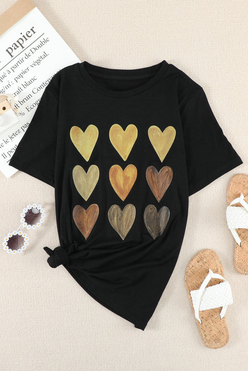 Be Kind Heart Print O-Neck T-Shirt