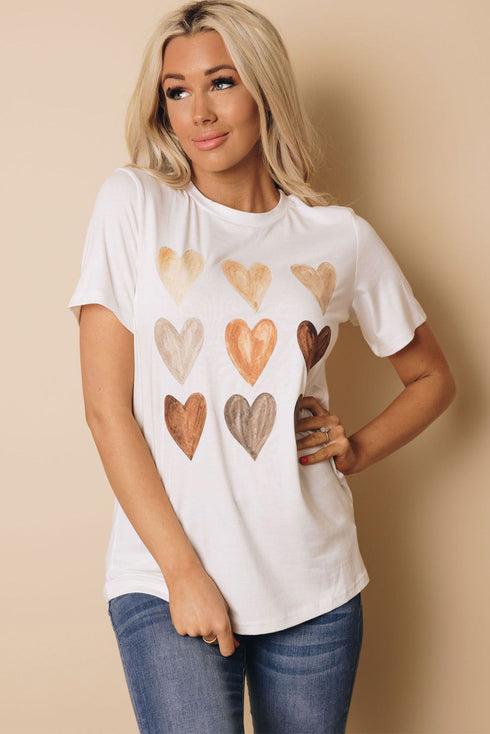 Be Kind Heart Print O-Neck T-Shirt