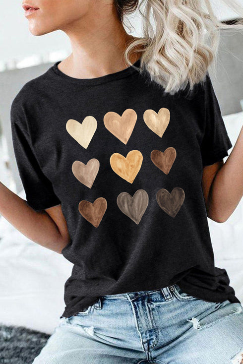 Be Kind Heart Print O-Neck T-Shirt