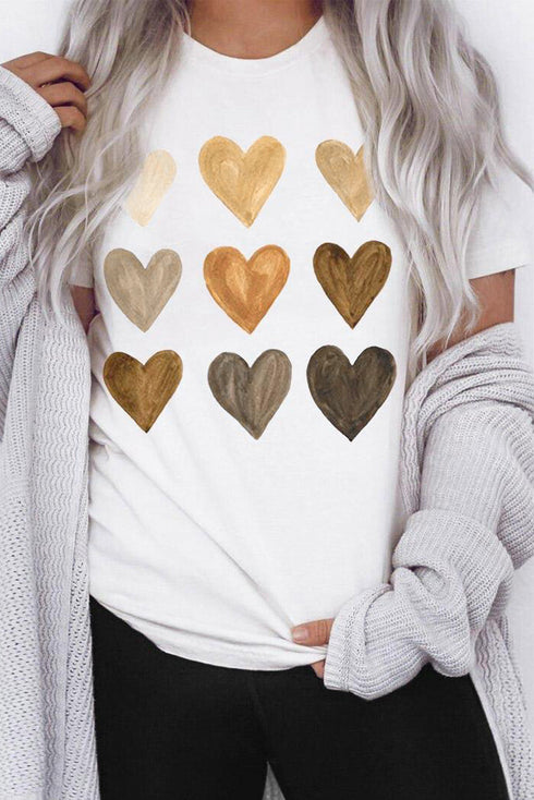 Be Kind Heart Print O-Neck T-Shirt
