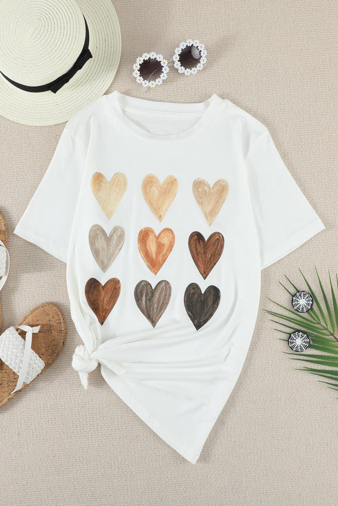 Be Kind Heart Print O-Neck T-Shirt