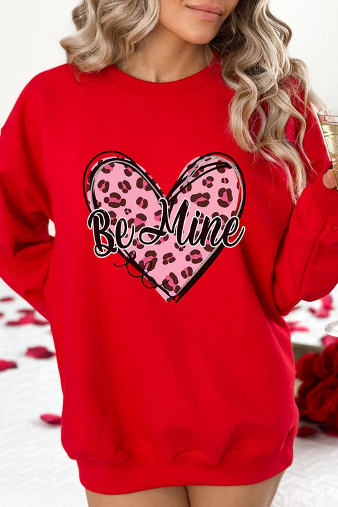 Be Mine Graphic Heart Print Crewneck Sweatshirt