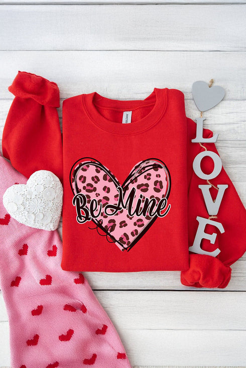 Be Mine Graphic Heart Print Crewneck Sweatshirt