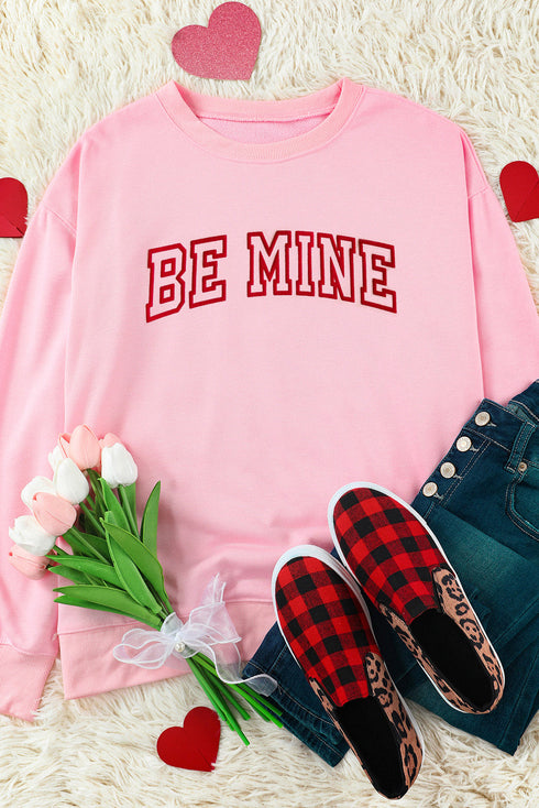 Be Mine Varsity Text Crew Neck Sweatshirt