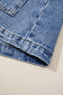 Patchwork Leather Collar Long Sleeve Denim Jacket