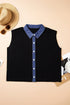 Sleeveless Patchwork V Neck Tunic Silhouette Cardigan