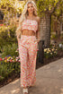 Bohemian Floral Print Bandeau Wide Leg Pant Set