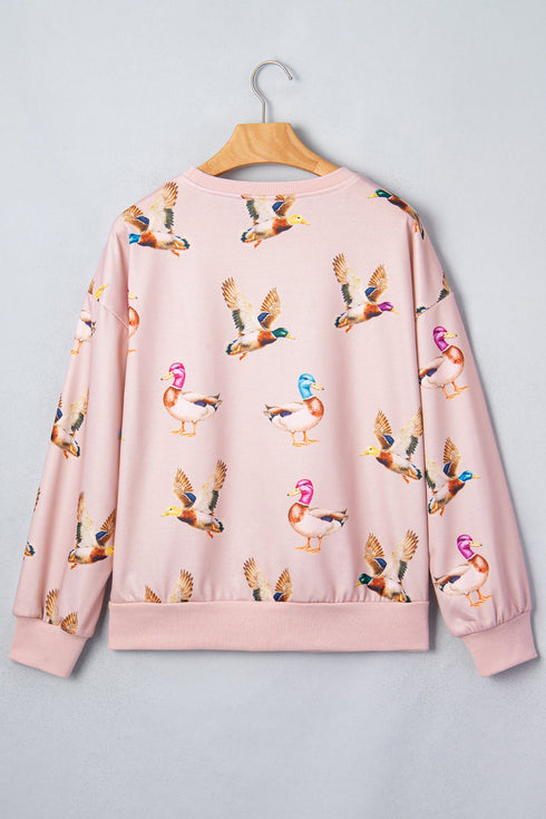 Western Motif Drop Shoulder Long Sleeve Sweatshirt