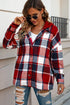 Casual Hooded Button Front Plaid Print Shacket