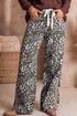Leopard Print Drawstring Waist Straight Leg Jeans
