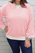 Ribbed Knit Long Sleeve Round Neck Top