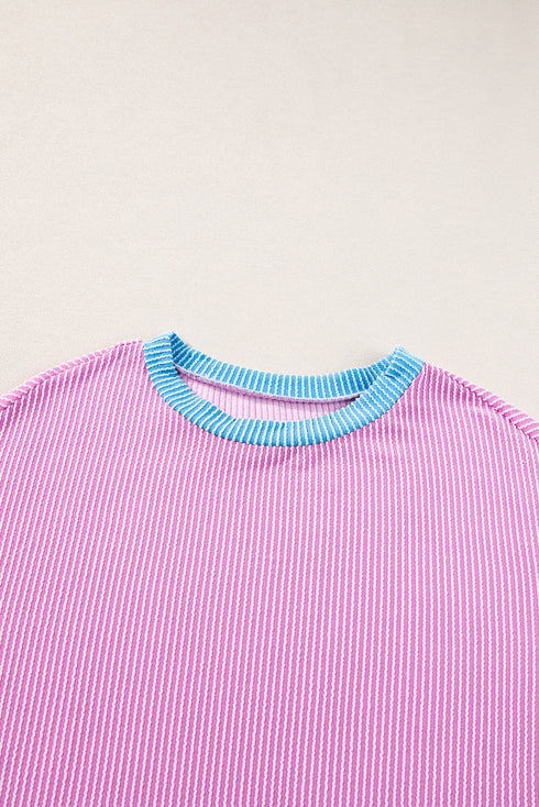 Corded Texture Panel Trim Two Piece Short Set